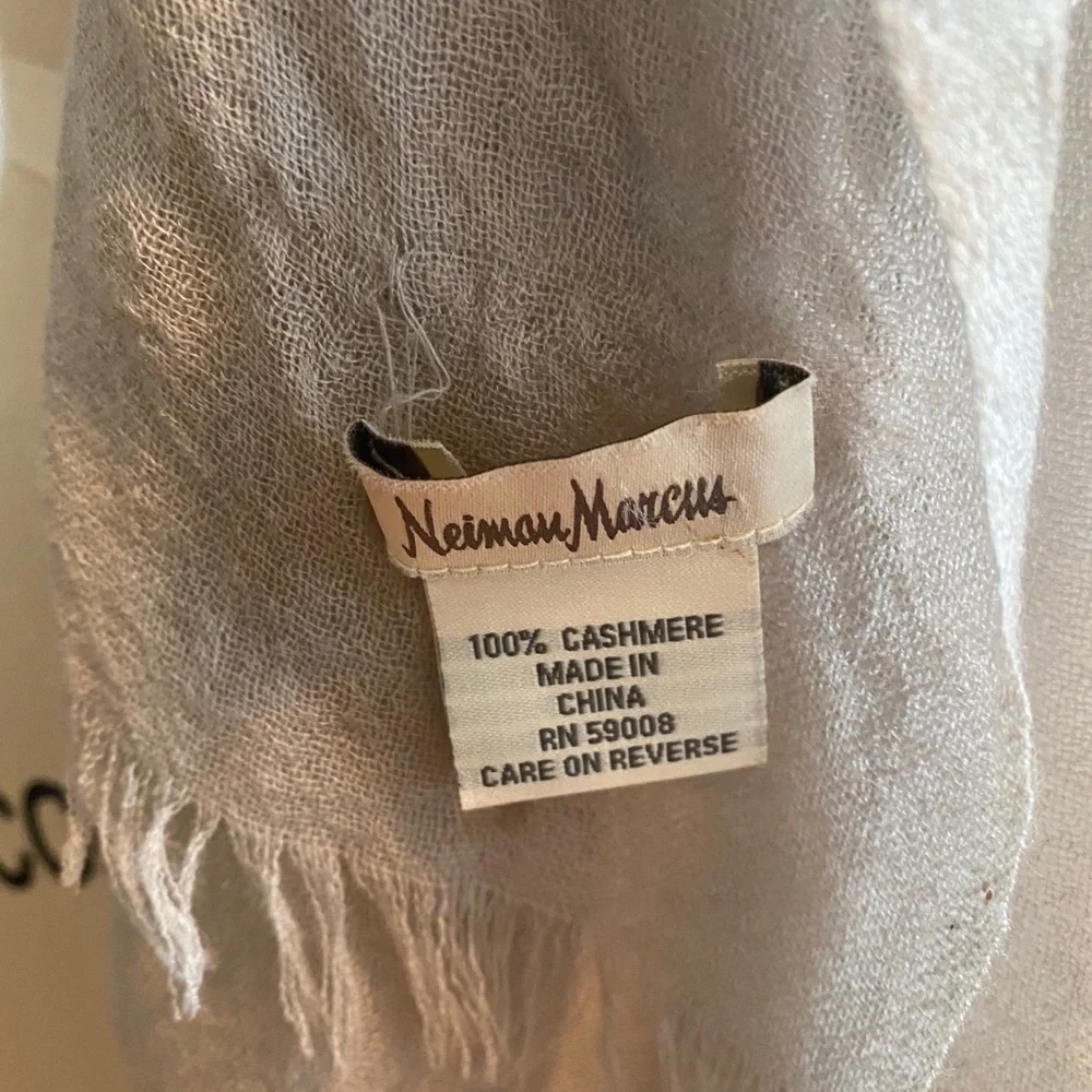 Neiman Marcus Cashmere Gauzy Distressed Scarf Bone​​​​​​​​​